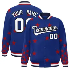 Royal White Star Graffiti Varsity Full-Snap Bomber Jacket