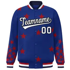 Royal White Star Graffiti Varsity Full-Snap Bomber Jacket 3