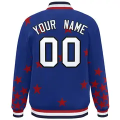 Royal White Star Graffiti Varsity Full-Snap Bomber Jacket 4