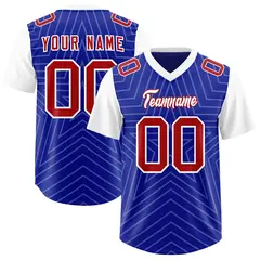 Royal White Star Pattern Raglan Sleeves Football Jersey
