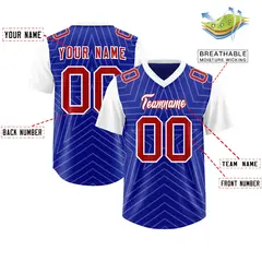 Royal White Star Pattern Raglan Sleeves Football Jersey 2