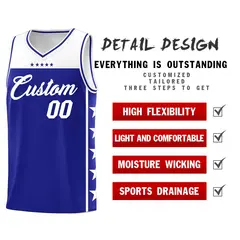 Royal White Star Pattern Sports Basketball Jersey 2