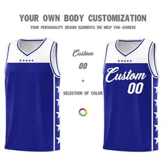 Royal White Star Pattern Sports Basketball Jersey 3