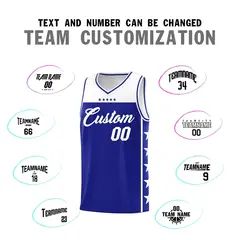 Royal White Star Pattern Sports Basketball Jersey 4