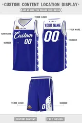 Royal White Star Pattern Sports Basketball Jersey 5