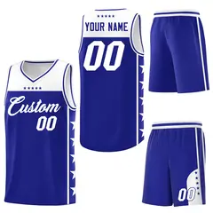 Royal White Star Pattern Sports Basketball Jersey 6