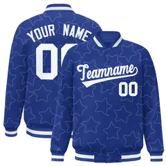 Royal White Star Pattern Varsity Full-Snap Letterman Baseball Jacket