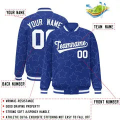 Royal White Star Pattern Varsity Full-Snap Letterman Baseball Jacket 2