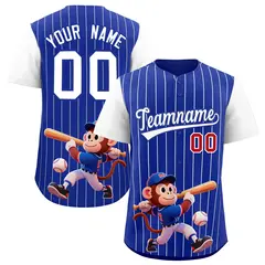Royal White Stripe Animals Graffiti Raglan Baseball Jersey