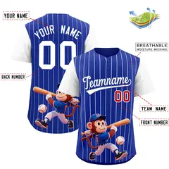 Royal White Stripe Animals Graffiti Raglan Baseball Jersey 2