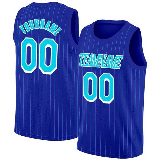 Royal White Stripe Fashion Basketball Jersey