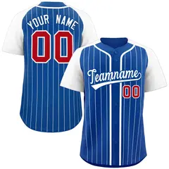 Royal White Stripe Raglan Sleeves Authentic Baseball Jersey 1
