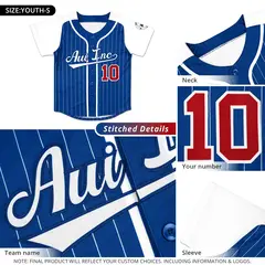 Royal White Stripe Raglan Sleeves Authentic Baseball Jersey 5