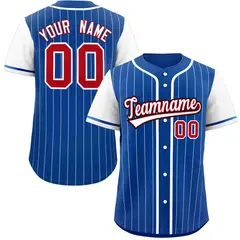 Royal White Stripe Raglan Sleeves Authentic Baseball Jersey