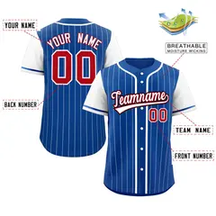 Royal White Stripe Raglan Sleeves Authentic Baseball Jersey 2