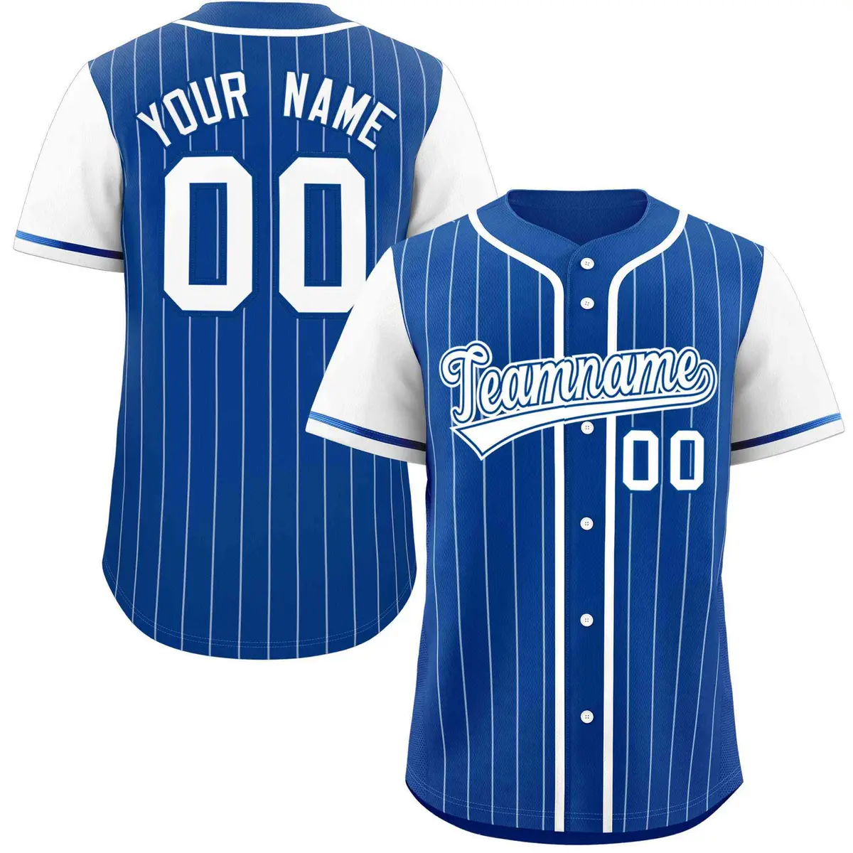 Royal White Stripe Raglan Sleeves Authentic Baseball Jersey