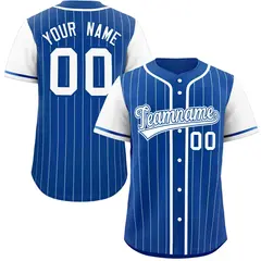 Royal White Stripe Raglan Sleeves Authentic Baseball Jersey