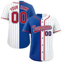 Royal White Stripe-Solid Combo Authentic Baseball Jersey