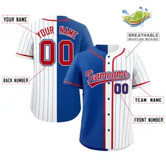 Royal White Stripe-Solid Combo Authentic Baseball Jersey 2