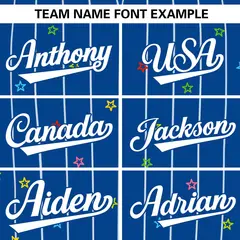 Royal White Stripe Star Pattern Authentic Baseball Jersey 3