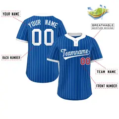 Royal White Stripe Two-Button Softball Jersey 2