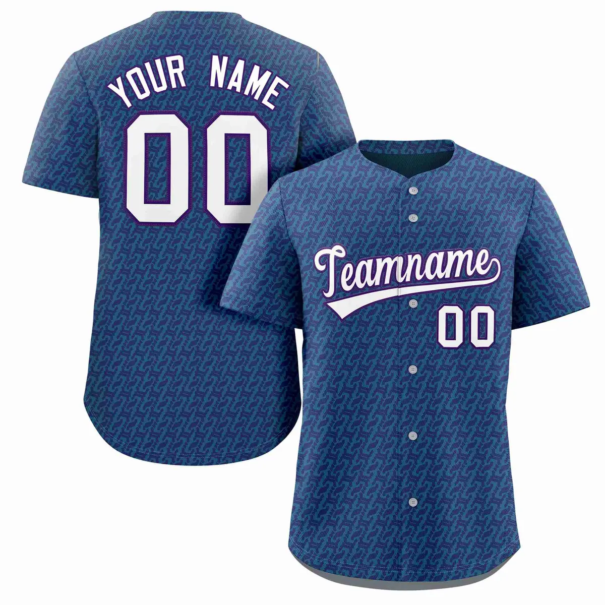 Royal White Texture Graffiti Baseball Jersey