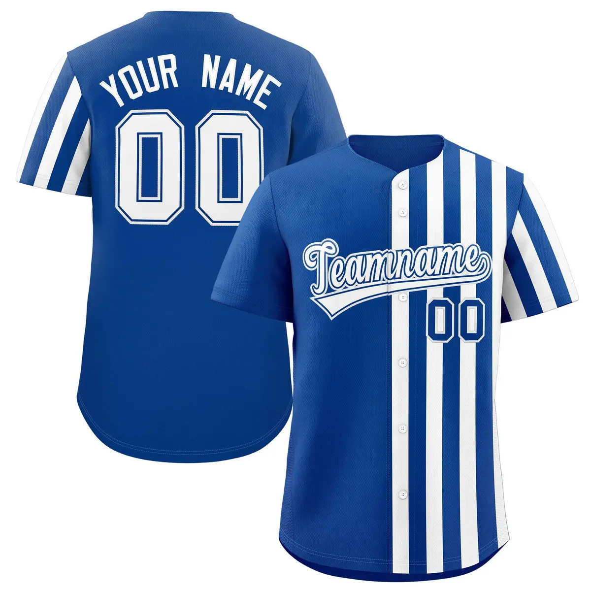 Royal White Thick Stripe Authentic Baseball Jersey