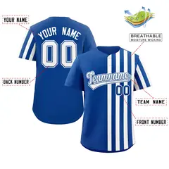 Royal White Thick Stripe Authentic Baseball Jersey 2