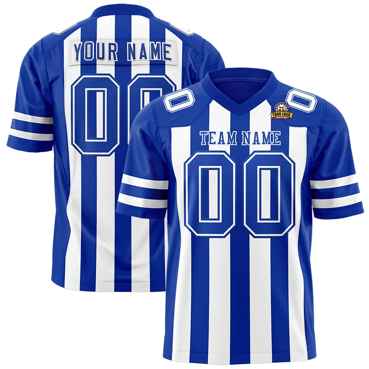 Royal White Thick Stripe Authentic Football Jersey