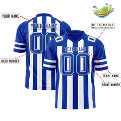 Royal White Thick Stripe Authentic Football Jersey 2