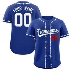 Royal White Thorns Ribbed Authentic Classic Baseball Jersey 1