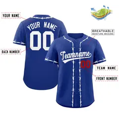 Royal White Thorns Ribbed Authentic Classic Baseball Jersey 2