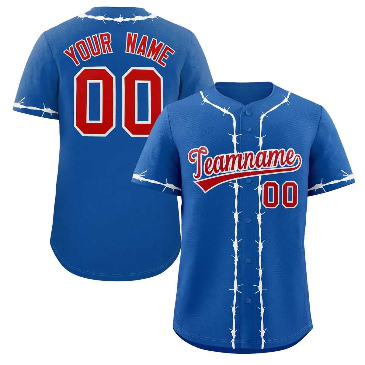 Royal White Thorns Ribbed Authentic Classic Baseball Jersey