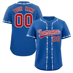 Royal White Thorns Ribbed Authentic Classic Baseball Jersey 1