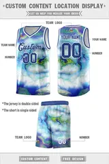 Royal White Tie Dye Pattern Basketball Jersey 2