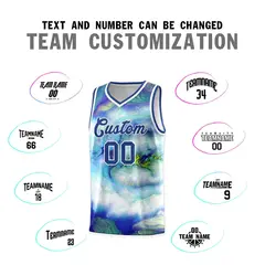 Royal White Tie Dye Pattern Basketball Jersey 3