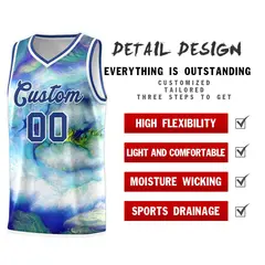 Royal White Tie Dye Pattern Basketball Jersey 4
