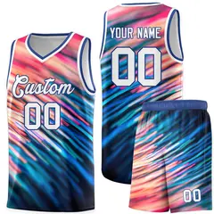 Royal White Tie Dye Pattern Basketball Jersey