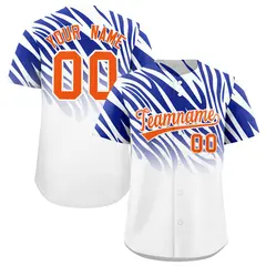 Royal White Tiger Stripe Gradient Baseball Jersey