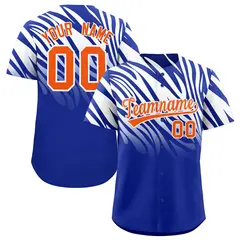 Royal White Tiger Stripe Gradient Baseball Jersey 1