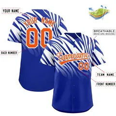 Royal White Tiger Stripe Gradient Baseball Jersey 2