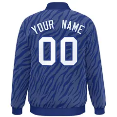 Royal White Tiger Stripes Graffiti Bomber Varsity Jacket 4