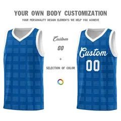 Royal White Trailblazer Dot Pattern Basketball Jersey 3