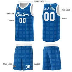 Royal White Trailblazer Dot Pattern Basketball Jersey 5