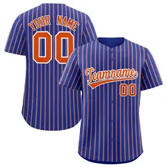 Royal White Tricolor Stripe Fashion Baseball Jersey