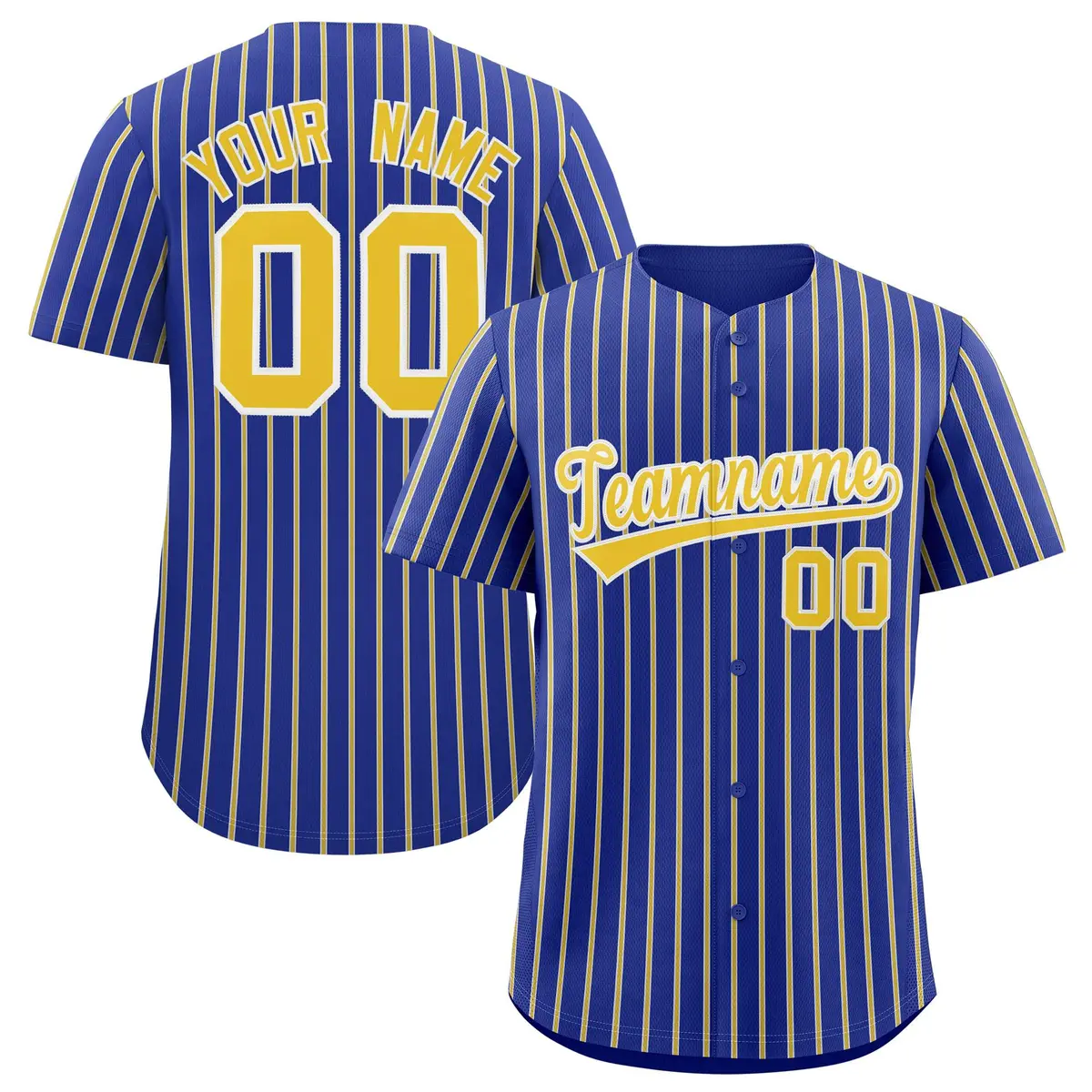 Royal White Tricolor Stripe Fashion Baseball Jersey