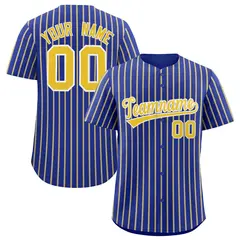 Royal White Tricolor Stripe Fashion Baseball Jersey 1