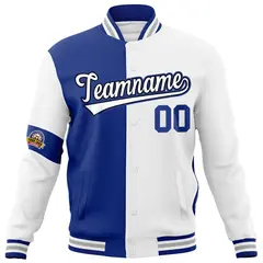 Royal White Two Tone Full-Snap Split Varsity Letterman Jacket 5