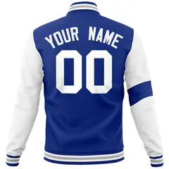Royal White Two Tone Full-Snap Split Varsity Letterman Jacket 6