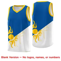 Royal White Two Tone Radiant Sun Design Basketball Jersey 2